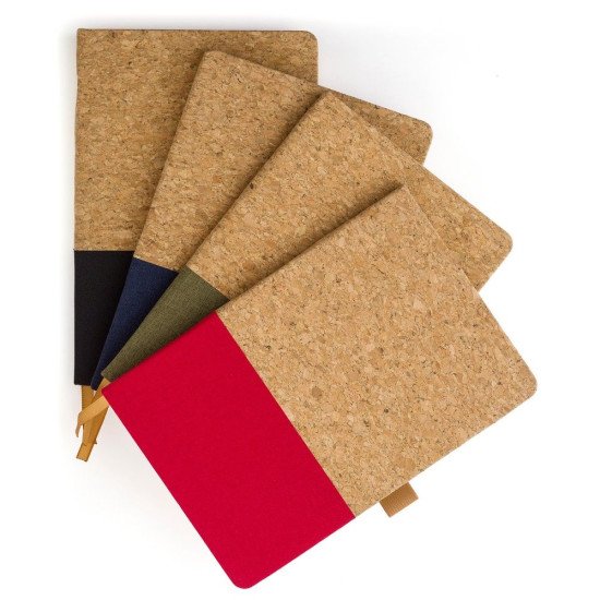 Блокнот в лінію А5 Voyager, тверда коркова та бавовняна обкладинка, колір коричневий/чорний - V1171-03