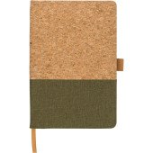 Блокнот в лінію А5 Voyager, тверда коркова та бавовняна обкладинка, колір коричневий/зелений - V1171-06
