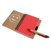 Блокнот в лінію на спіралі B7 Voyager Smiling face Dylan, тверда обкладинка, з кульковою ручкою, колір коричневий/червоний - V7247-05