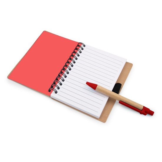 Блокнот в лінію на спіралі B7 Voyager Smiling face Dylan, тверда обкладинка, з кульковою ручкою, колір коричневий/червоний - V7247-05