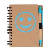 Блокнот в лінію на спіралі B7 Voyager Smiling face Dylan, тверда обкладинка, з кульковою ручкою, колір коричневий/блакитний - V7247-11