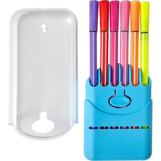 Набір фломастерів, 12 шт. у прозорому футлярі, колір синій - V7843-11