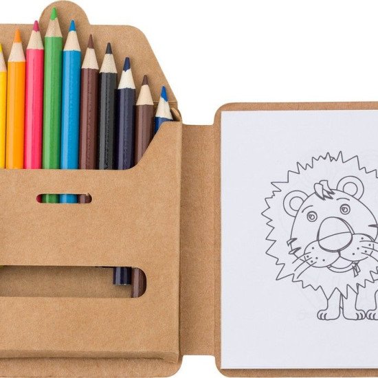 Олівці кольорові з розмальовками Voyager, 12 шт, колір світло-коричневий - V8093-00