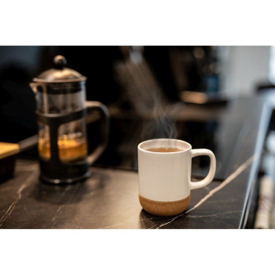 Кружка 370 мл керамічна Voyager Kate з пробковим дном, колір білий - V8297-02