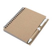 Блокнот в лінію на спіралі А6 Voyager Sidney, тверда обкладинка, з кульковою ручкою, колір білий/коричневий - V9000-02