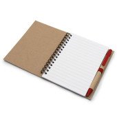 Блокнот в лінію на спіралі А6 Voyager Sidney, тверда обкладинка, з кульковою ручкою, колір коричневий/червоний - V9000-05