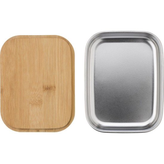 Ланч-бокс 600 мл з  приборами сталевий Voyager, колір сріблястий/коричневий - V9927-16