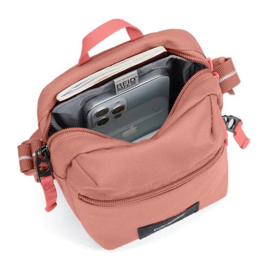 Сумка через плече антизлодій Pacsafe GO Micro Crossbody, колір рожевий - 35130340