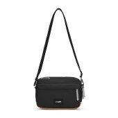 Сумка через плече антизлодій Pacsafe GO Crossbody, колір чорний/помаранчевий - 35105130