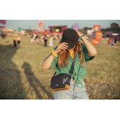 Сумка через плече антизлодій Pacsafe GO Crossbody, колір чорний/помаранчевий - 35105130