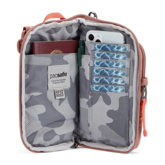 Сумка через плече антизлодій Pacsafe GO Tech Crossbody, колір рожевий - 35175340