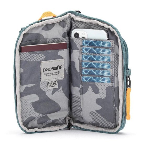 Сумка через плече антизлодій Pacsafe GO Tech Crossbody, колір свіжий м'ятний/помаранчевий - 35175528 Сумка через плече антизлодій Pacsafe GO Tech Crossbody, колір свіжий м'ятний/помаранчевий - 35175528